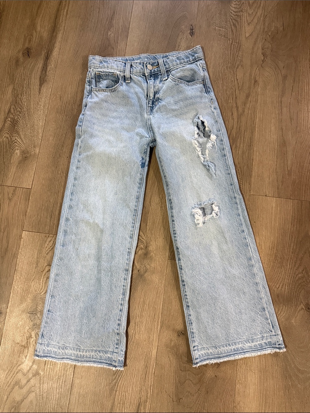 Old Navy Light Blue Distressed Kids' Straight-Leg Jeans